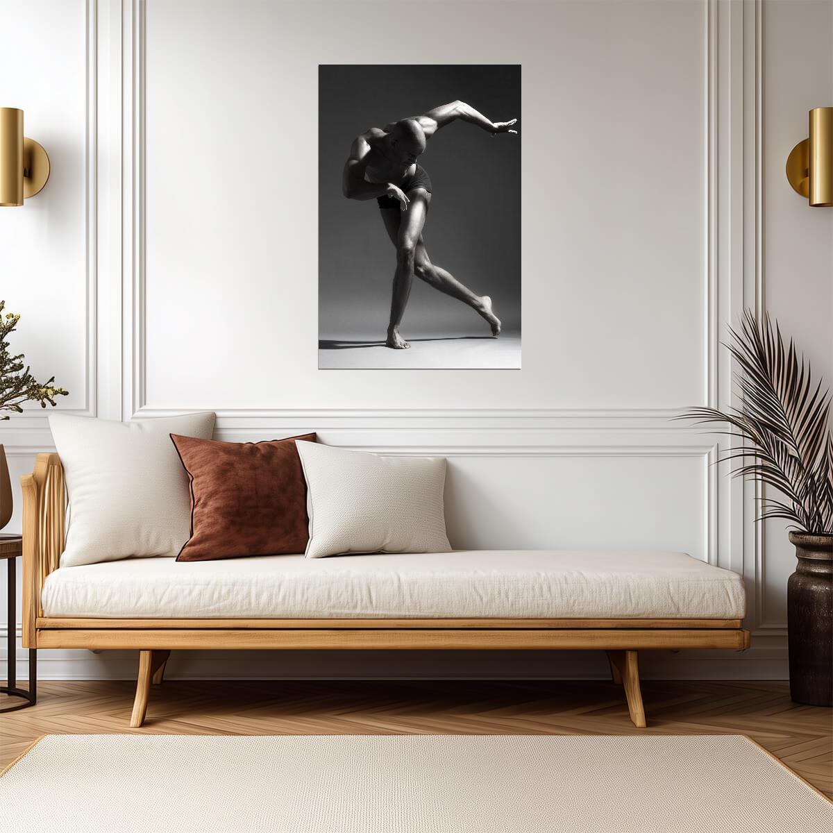 Male Dancer Poster | Powerful Black and White Movement - Photography Poster