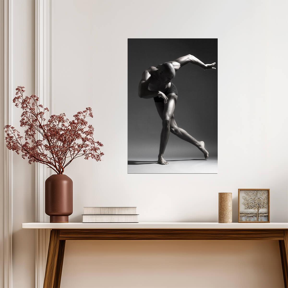 Male Dancer Poster | Powerful Black and White Movement - Photography Poster