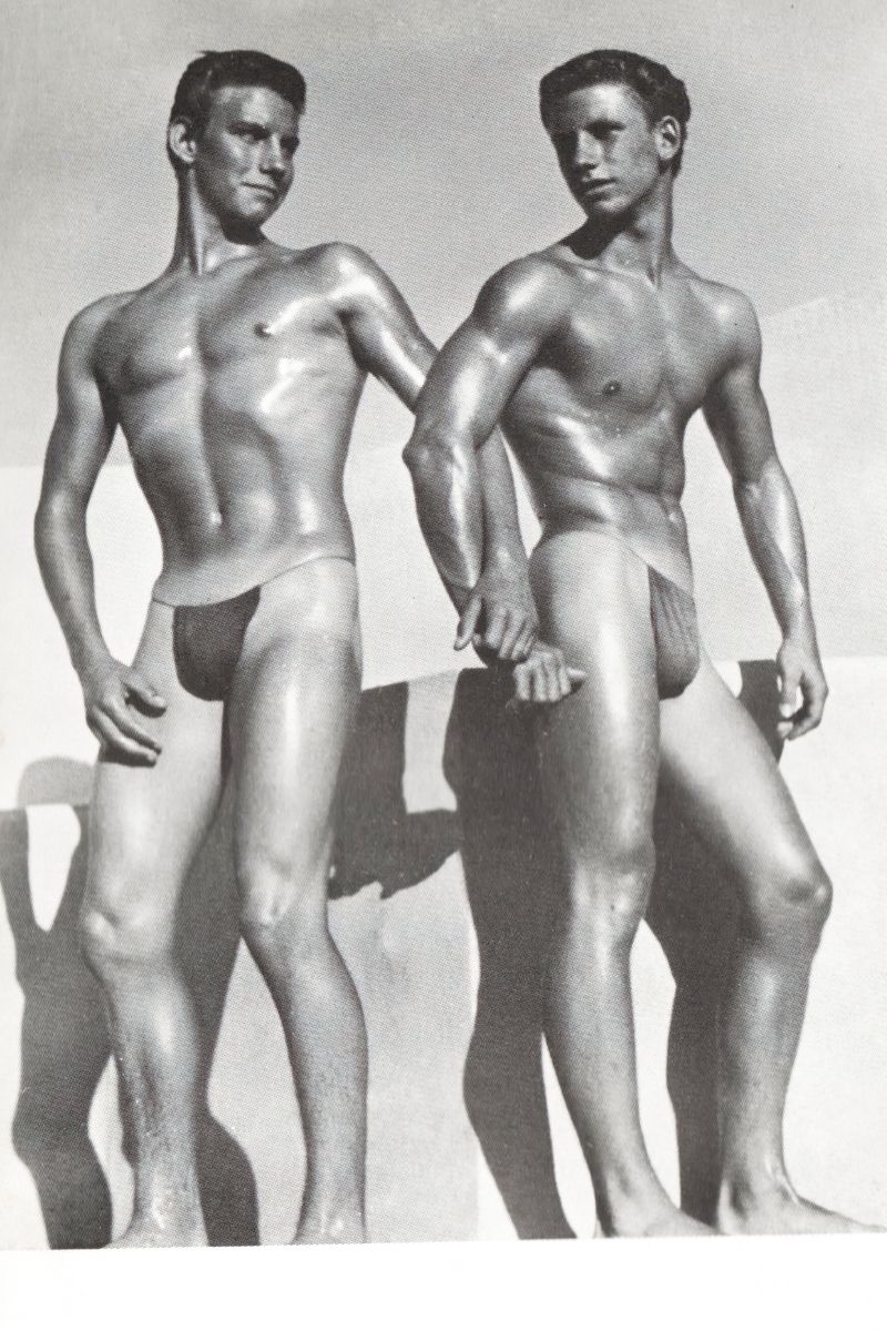 Male Physique Duo Poster | Vintage Style Black and White Photo - Photography Poster