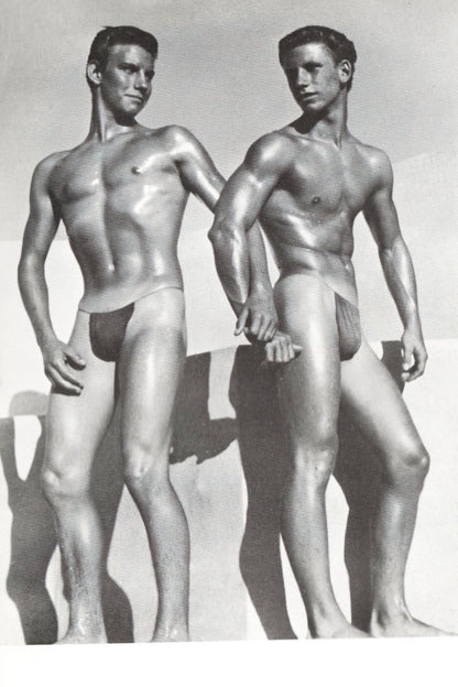 Male Physique Duo Poster | Vintage Style Black and White Photo - Photography Poster