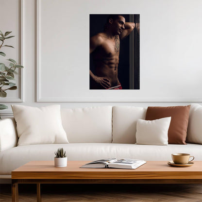 Tattooed Male Model Poster | Sensual Side Portrait - Photography Poster