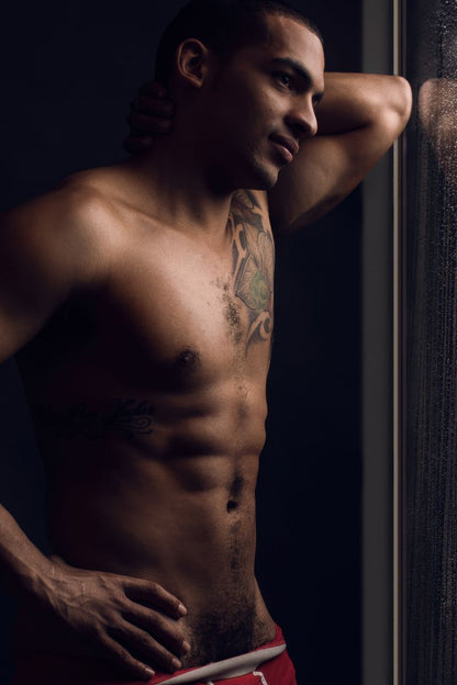 Tattooed Male Model Poster | Sensual Side Portrait - Photography Poster