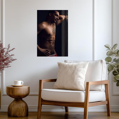 Tattooed Male Model Poster | Sensual Side Portrait - Photography Poster