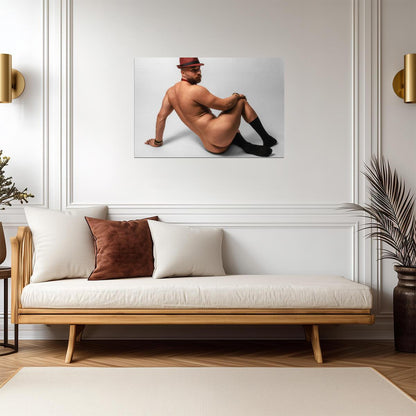 Male Nude in a Red Fedora Poster | Studio Photo - Photography Poster