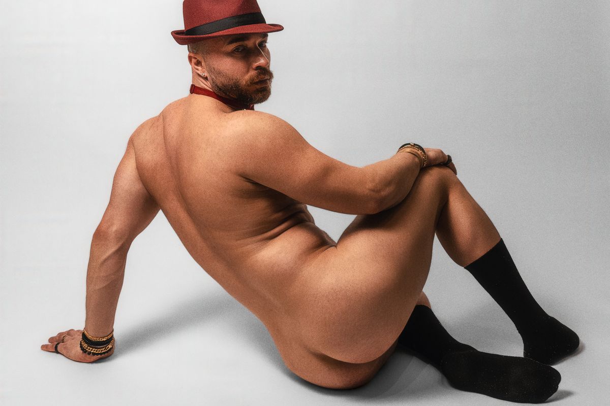 Male Nude in a Red Fedora Poster | Studio Photo - Photography Poster