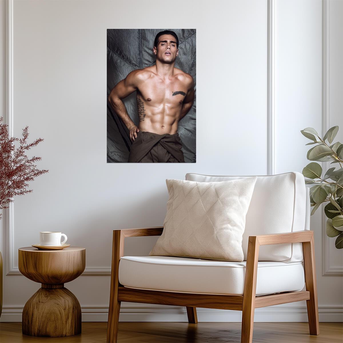 Male Model with a Feather Tattoo Poster | Sexy Portrait - Photography Poster