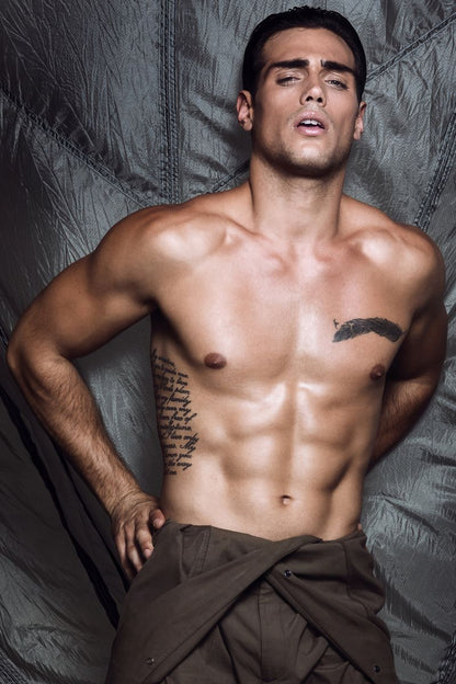 Male Model with a Feather Tattoo Poster | Sexy Portrait - Photography Poster