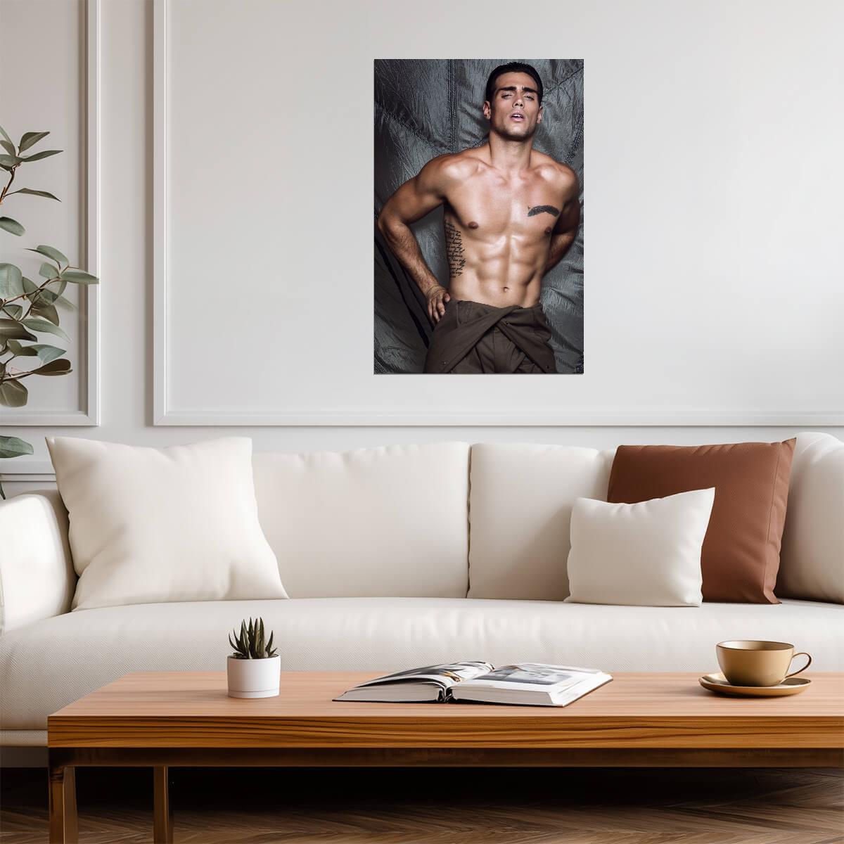 Male Model with a Feather Tattoo Poster | Sexy Portrait - Photography Poster
