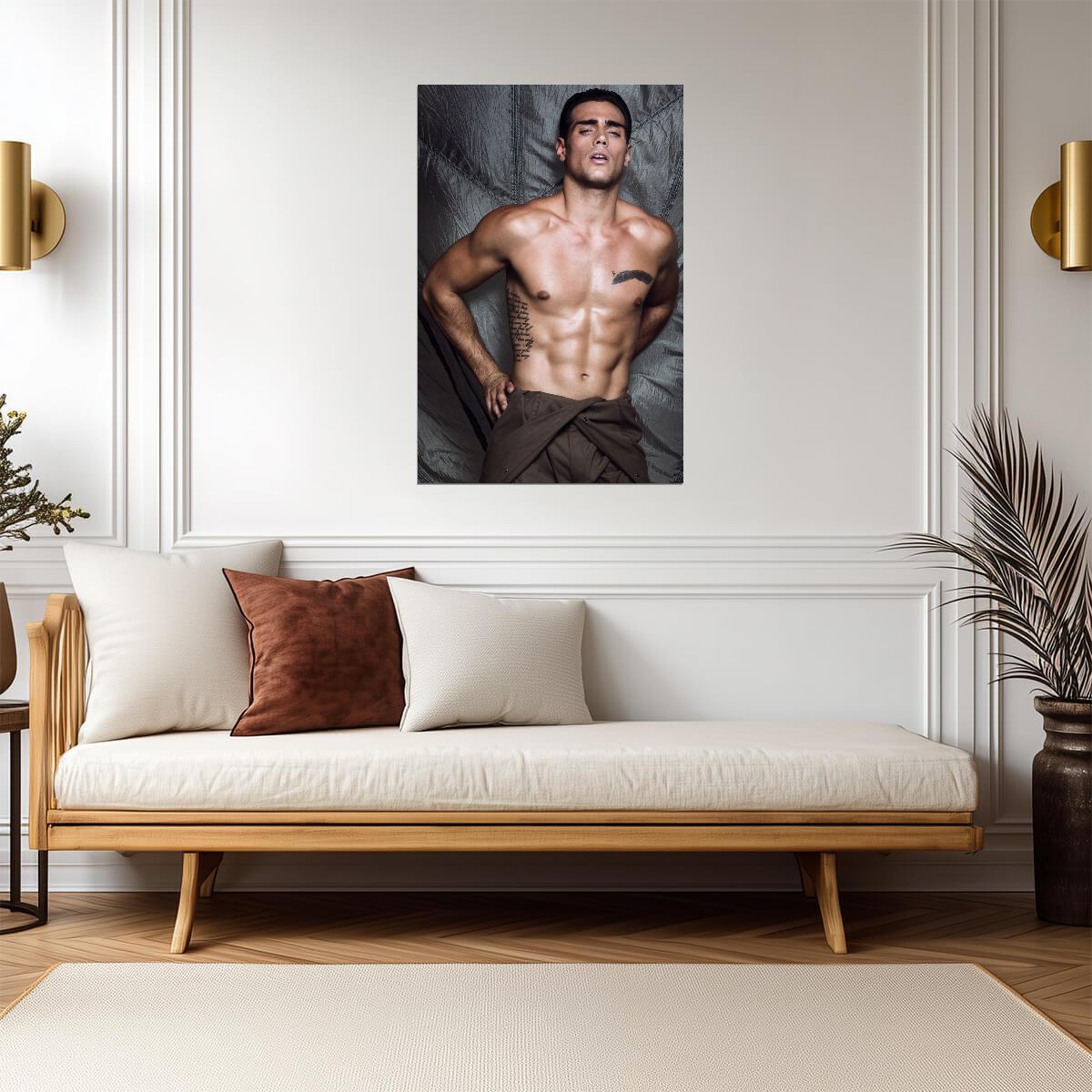 Male Model with a Feather Tattoo Poster | Sexy Portrait - Photography Poster
