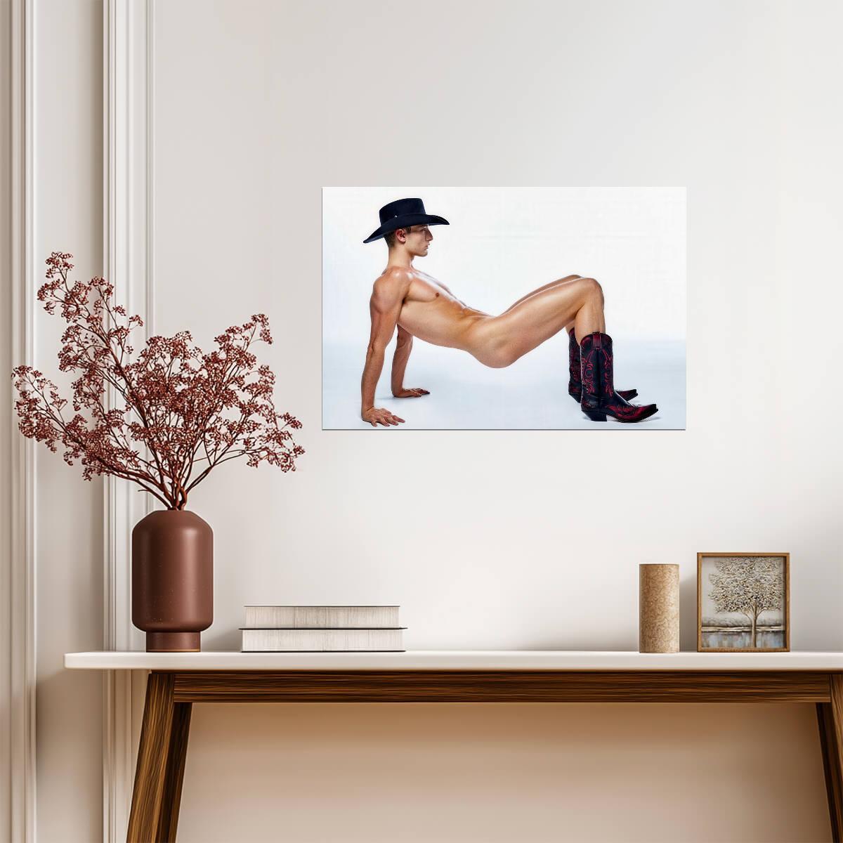 Nude Cowboy Pin-Up Poster | Hat and Boots Photography - Photography Poster