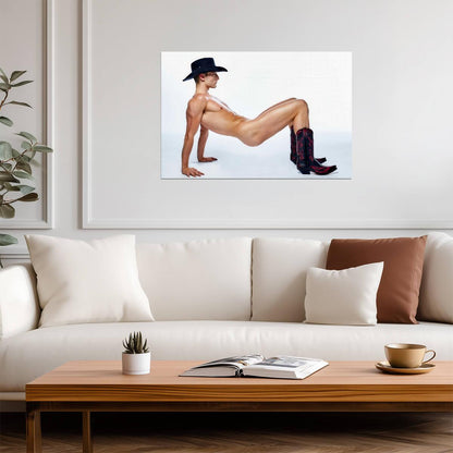Nude Cowboy Pin-Up Poster | Hat and Boots Photography - Photography Poster