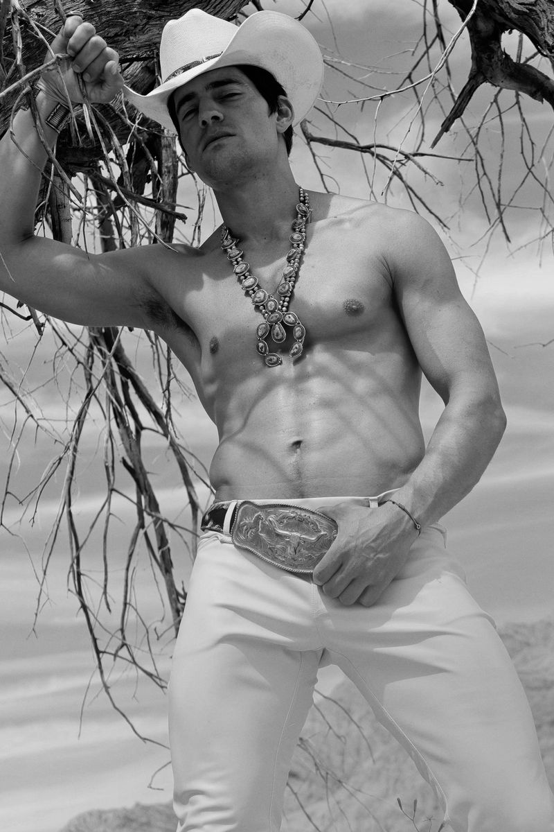 Cowboy in White Pants Poster | Sexy Black and White Photo - Photography Poster