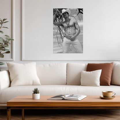 Cowboy in White Pants Poster | Sexy Black and White Photo - Photography Poster