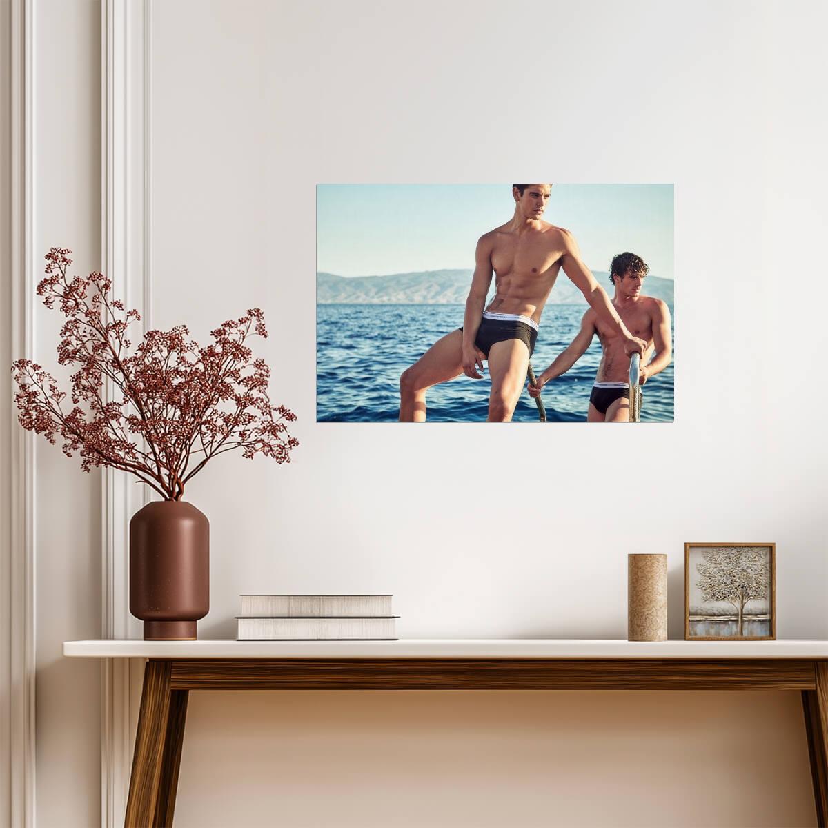 Male Model Duo Poster | Sensual Seaside Photo - Photography Poster