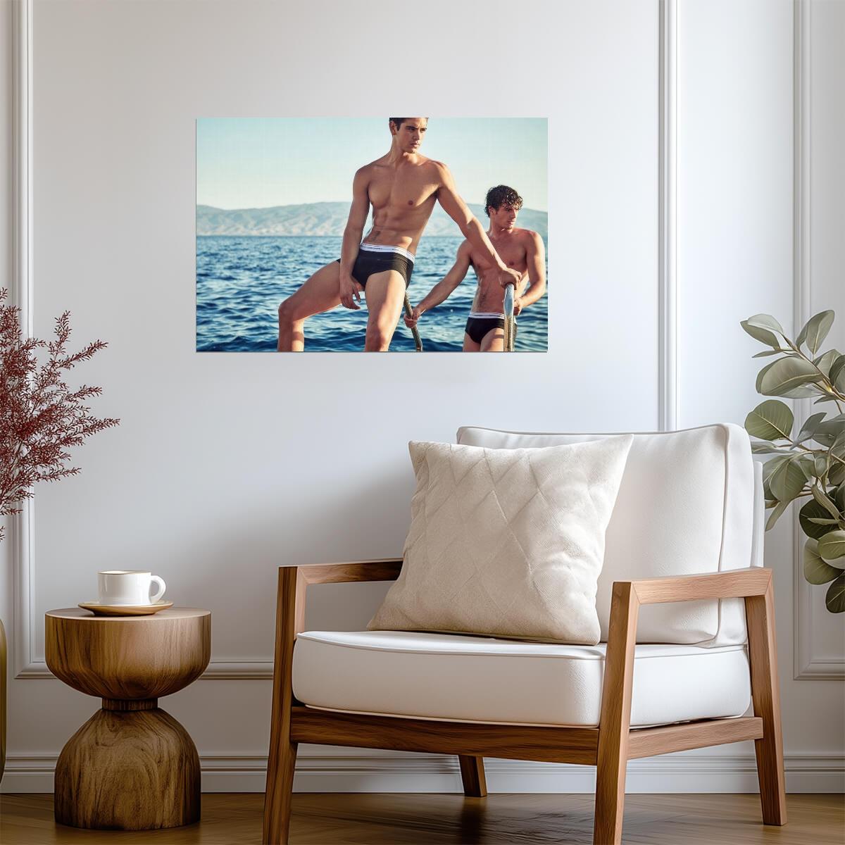 Male Model Duo Poster | Sensual Seaside Photo - Photography Poster