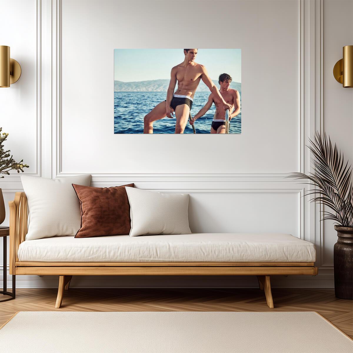 Male Model Duo Poster | Sensual Seaside Photo - Photography Poster