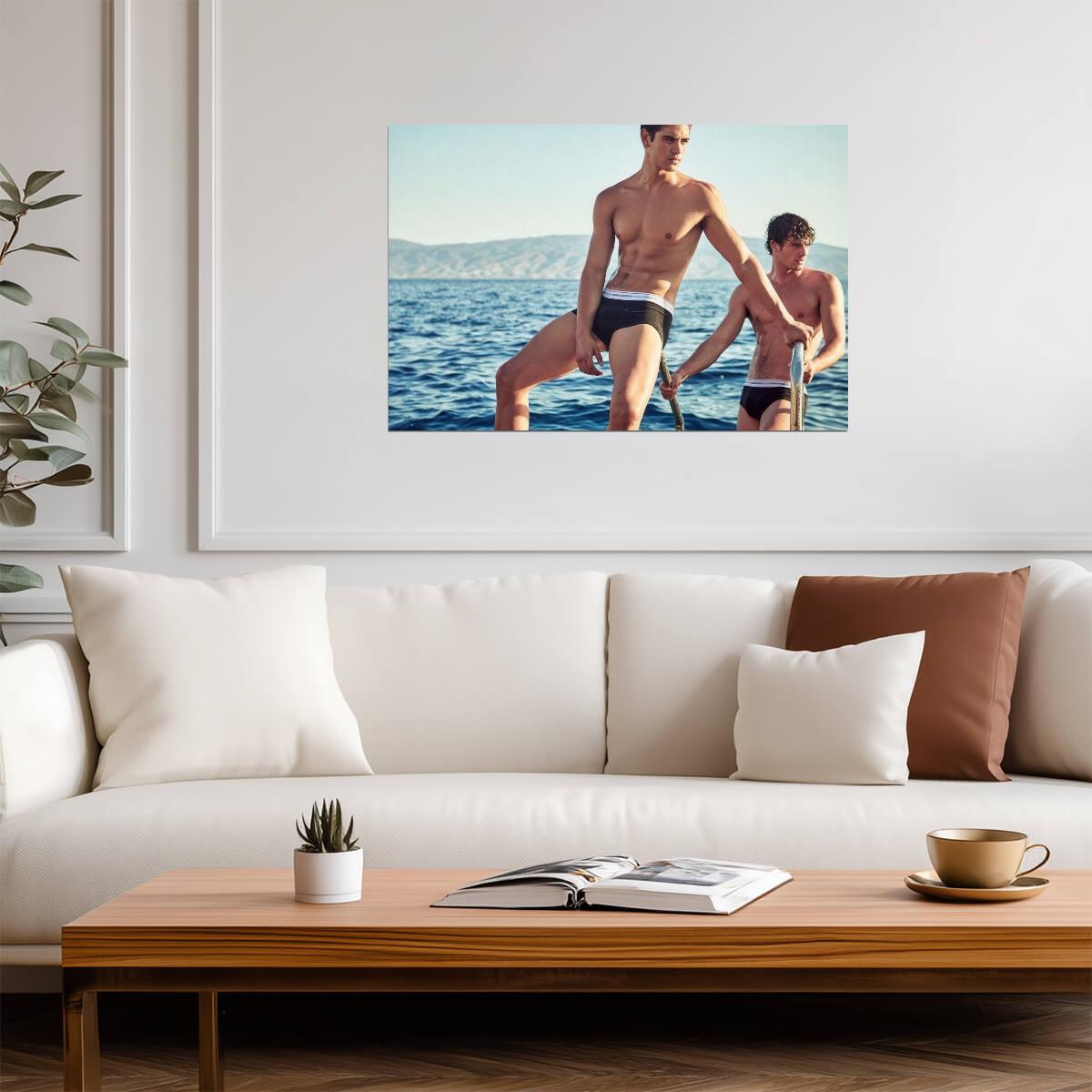 Male Model Duo Poster | Sensual Seaside Photo - Photography Poster