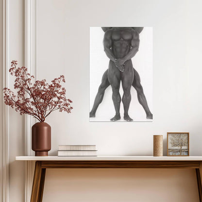 Muscular Male Nudes Poster | Sculptural Black and White Photography - Photography Poster