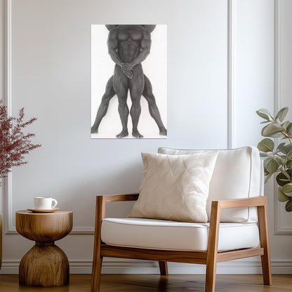 Muscular Male Nudes Poster | Sculptural Black and White Photography - Photography Poster