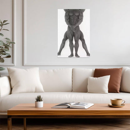 Muscular Male Nudes Poster | Sculptural Black and White Photography - Photography Poster