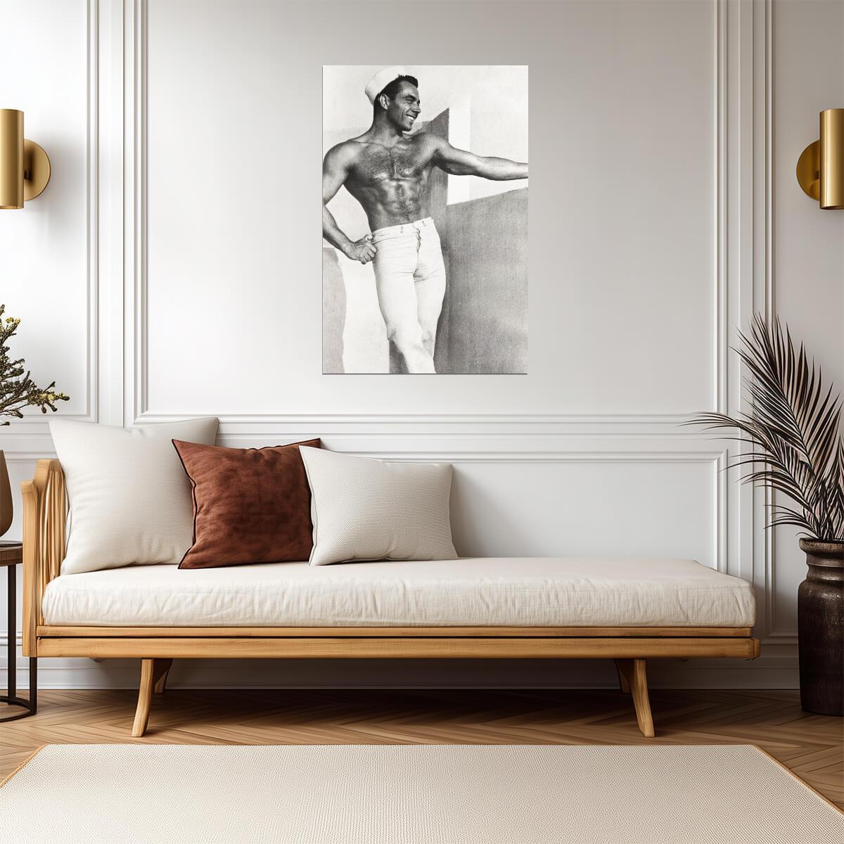 Vintage Style Male Model Poster | Smiling Sailor Portrait - Photography Poster