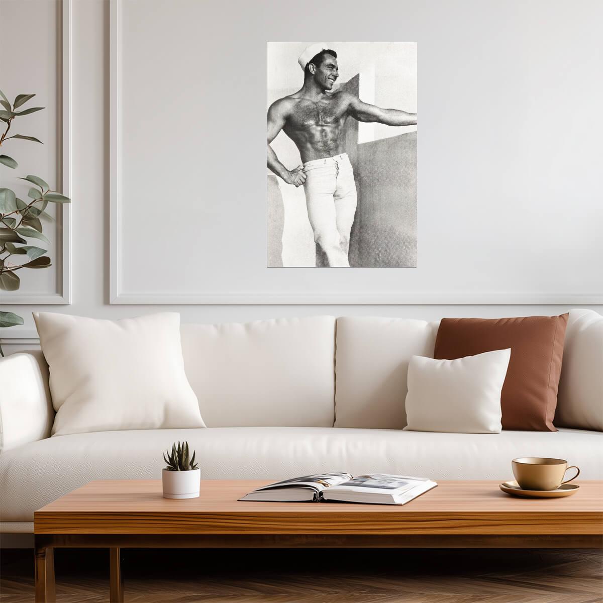 Vintage Style Male Model Poster | Smiling Sailor Portrait - Photography Poster