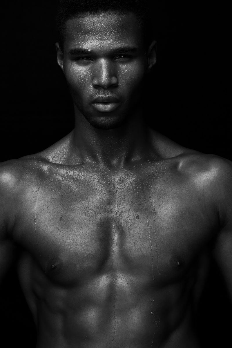 Male Model Poster | Sensual Black and White Wet Look Photo - Photography Poster