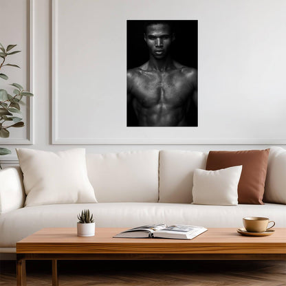 Male Model Poster | Sensual Black and White Wet Look Photo - Photography Poster