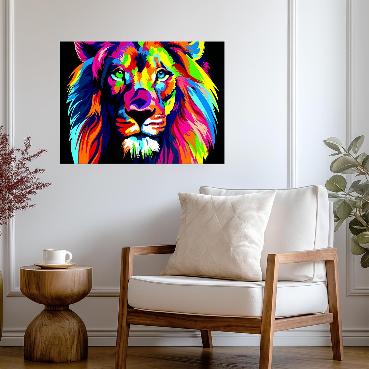 Lion Pop Art Portrait | Colorful Animal Poster | Modern Graphic & Illustration