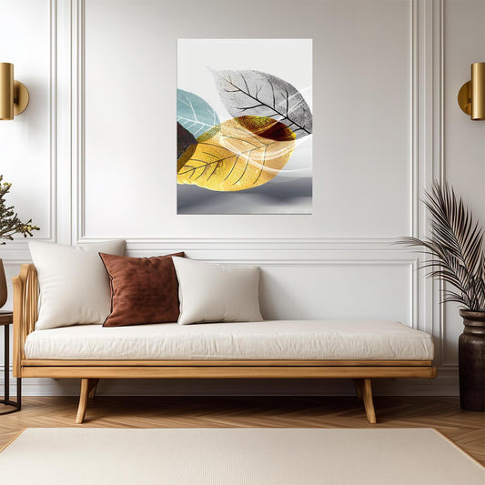 Translucent Botanical Leaves | Minimalist Scandinavian Art | Modern Nature Poster