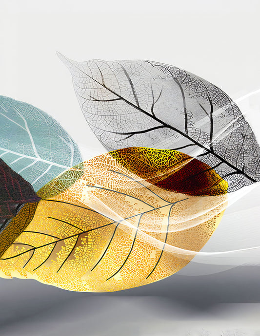 Translucent Botanical Leaves | Minimalist Scandinavian Art | Modern Nature Poster