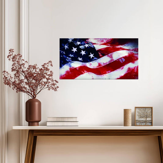 Vintage American Flag | Patriotic Wall Art | Rustic USA Home Decor Poster