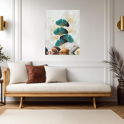Minimalist Ginkgo Leaves | Modern Botanical Art Print | Nordic Nature Wall Poster