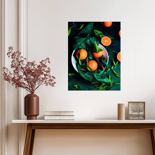 Fresh Mandarin Still Life | Rustic Kitchen Photography | Modern Farmhouse Poster