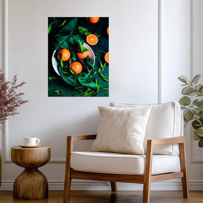 Fresh Mandarin Still Life | Rustic Kitchen Photography | Modern Farmhouse Poster