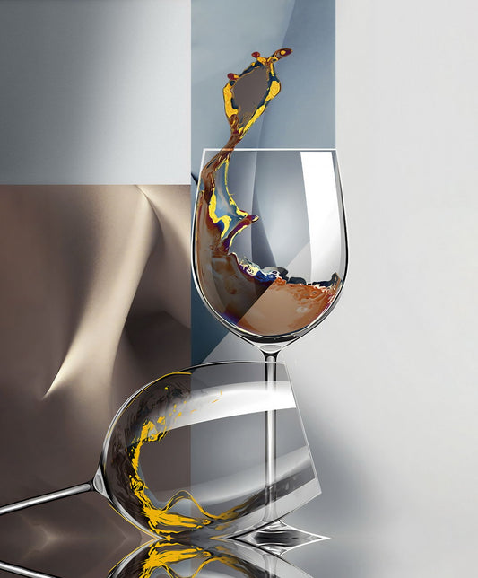 Abstract Wine Glass Splash | Modern Geometric Art | Surreal Kitchen Poster