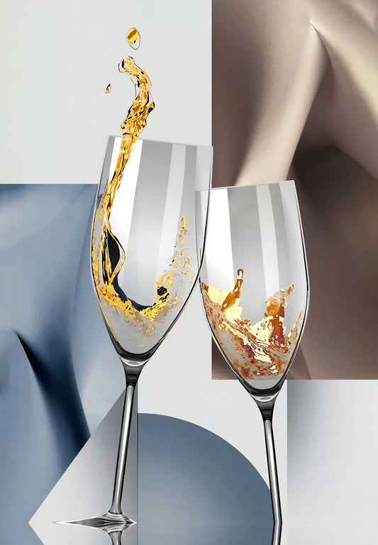 Abstract Champagne Glasses | Elegant Geometric Art Print | Modern Kitchen Poster
