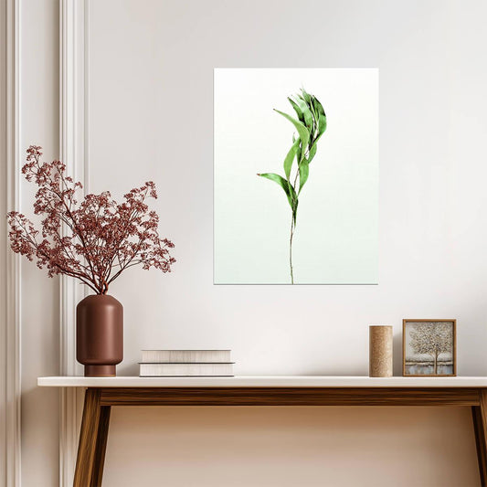 Minimalist Bamboo Leaf | Modern Botanical Photography | Scandinavian Greenery Poster