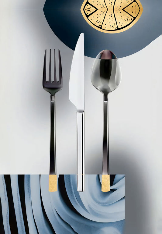 Minimalist Cutlery and Clock | Modern Kitchen Art Print | Contemporary Wall Poster