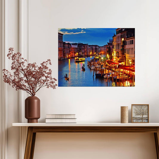 Venice Canal at Dusk | Romantic Cityscape Photography | Italy Travel Poster