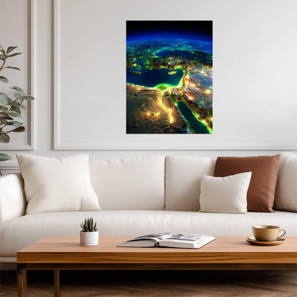 Earth from Space at Night | Planet Photography Print | Modern Astronomy Poster
