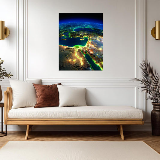Earth from Space at Night | Planet Photography Print | Modern Astronomy Poster