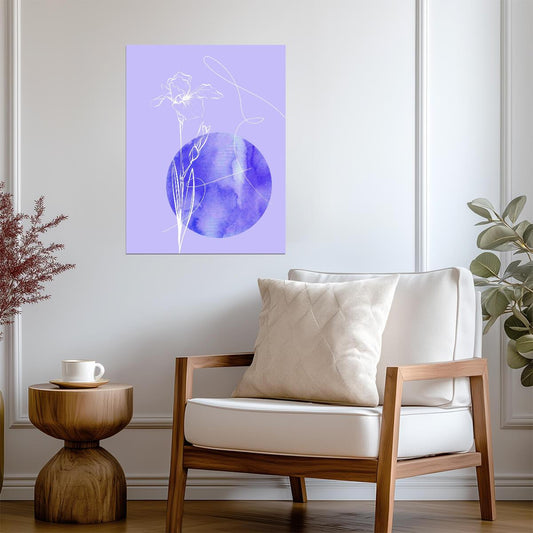Abstract Botanical Line Art | Minimalist Floral Print | Modern Purple Wall Poster