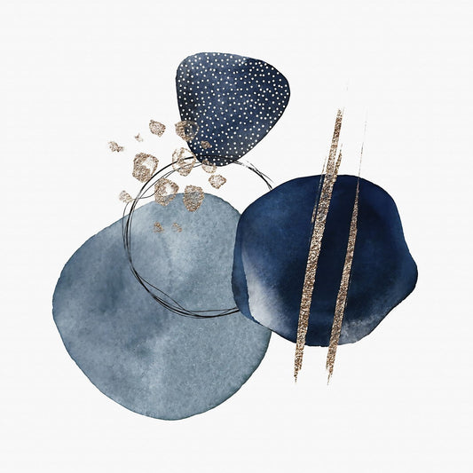 Abstract Blue Stones | Minimalist Geometric Art | Scandinavian Modern Poster