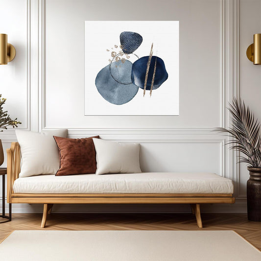 Abstract Blue Stones | Minimalist Geometric Art | Scandinavian Modern Poster