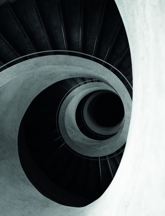 Abstract Spiral Architecture | Black and White Photography | Modern Minimalist Poster