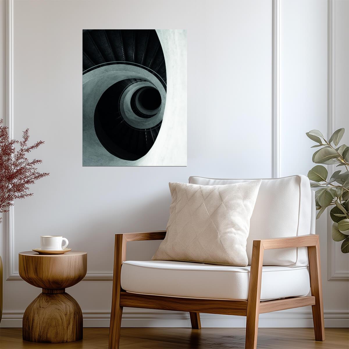 Abstract Spiral Architecture | Black and White Photography | Modern Minimalist Poster