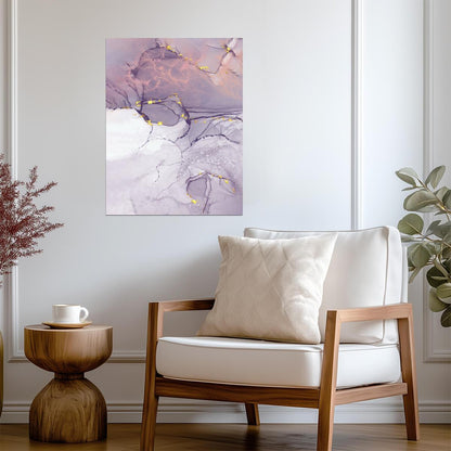 Abstract Purple and Gold Marble | Modern Fluid Art Print | Dreamy Wall Poster