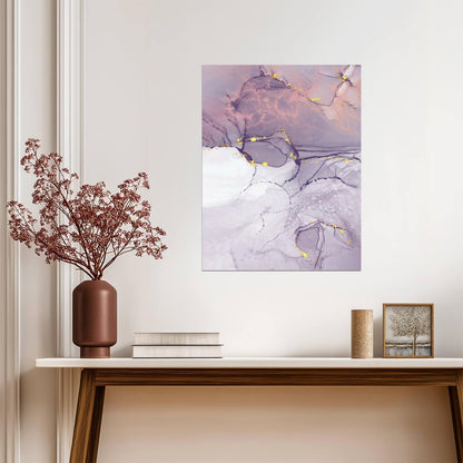 Abstract Purple and Gold Marble | Modern Fluid Art Print | Dreamy Wall Poster
