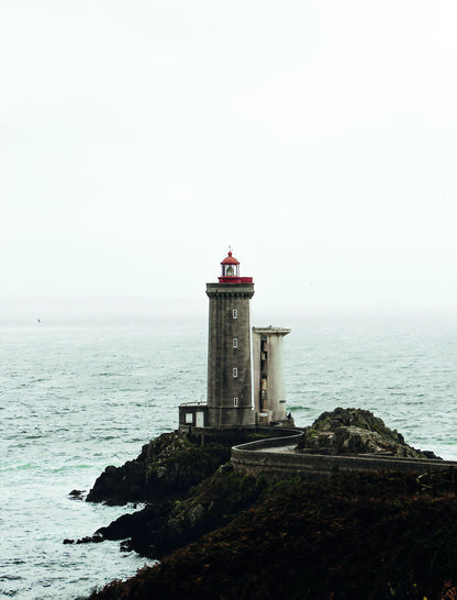 Moody Lighthouse Seascape | Dramatic Coastal Photography | Ocean Wall Poster